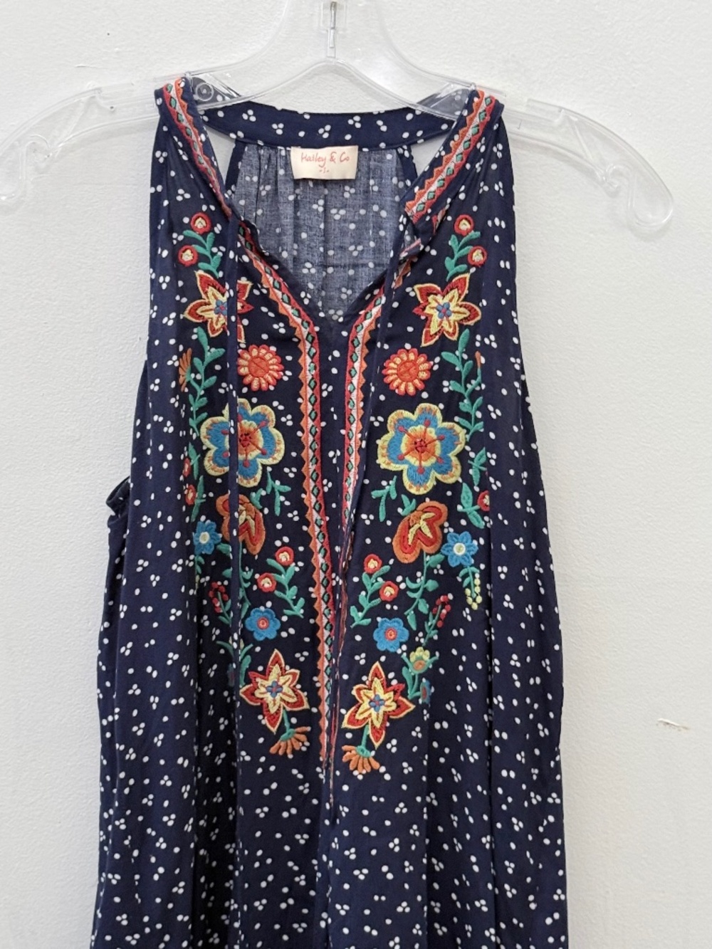 Festival Hailey & Co Top. BOHO. Embroidered  Summer Blues Sale 25% Off! SZ Small